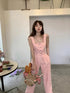 Mo.studio Sleeveless Button Down Crop Tops with Pants